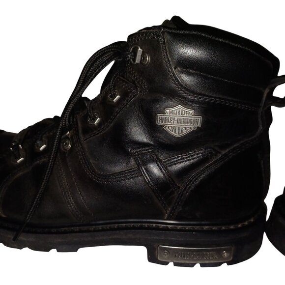 Harley-Davidson Mens Black Leather Ruskin Lace-Up Motorcycle Boots Size 11.5 M - Picture 4 of 15